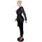 Slim fit fashion hot stamping long sleeved two-piece set with belt