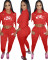 Classic European and American letter burned flower personalized slimming casual set