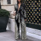 Fashion printed long sleeved long pants casual shirt two-piece set