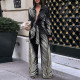 Fashion printed long sleeved long pants casual shirt two-piece set