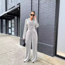 Autumn and winter women's fashion cardigan, lapel collar, commuting urban white-collar style suit, loose pants set