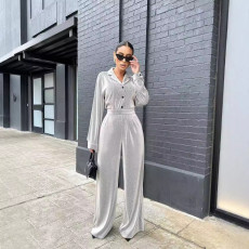 Autumn and winter women's fashion cardigan, lapel collar, commuting urban white-collar style suit, loose pants set