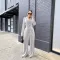 Autumn and winter women's fashion cardigan, lapel collar, commuting urban white-collar style suit, loose pants set