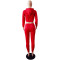 Classic European and American letter burned flower personalized slimming casual set