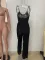 Women's fashionable and sexy slim fitting camisole jumpsuit, street gorgeous loose mesh pants set