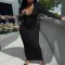 Women's Fashion Autumn/Winter New Long Sleeve Threaded Sexy U-neck Dress