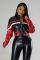 Beautiful women's embroidered flame splicing motorcycle jacket leather jacket (including lining)