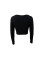New autumn and winter ribbed slim fit large U-neck long sleeved top base coat