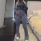 Cardigan zipper hoodie fashionable casual slim fit set