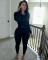 Women's Fashion Round Neck Ribbed Casual Sexy Sports Trendy Street Fashion Set