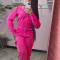 Women's fashionable and simple hooded warm long sleeved sweatshirt with large pockets and sweatpants set