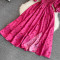 Summer new French gentle style sweet square neck bubble short sleeved waist slimming slit A-line dress