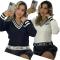 Classic embroidered long sleeved V-neck knitted sweater