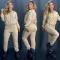 Autumn and winter fashionable casual women's embossed long sleeved pants set