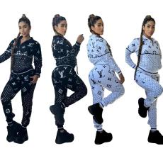 New fashionable and casual printed long sleeved pants set