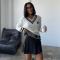 Classic embroidered long sleeved V-neck knitted sweater
