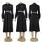 Autumn and winter elegant women's shirt patchwork long dress (including pockets)
