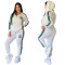 Autumn and Winter New Heavy Industry Fashion Embossed Zipper Hoodie Two Piece Set