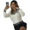 Classic embroidered long sleeved V-neck knitted sweater