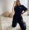 Autumn new fashionable casual short sleeved pants embossed two-piece set