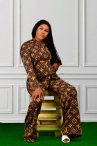 Fashion and casual digital printed shirt+pants two-piece set in stock