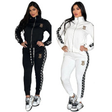 Fashion Embroidered Casual Embossed Sports Zipper Set