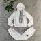 Fashion embossed zipper hooded two-piece set