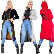 New autumn and winter style knitted cardigan hooded sweater jacket in 3 colors with pockets