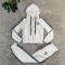 Autumn and Winter New Heavy Industry Fashion Embossed Zipper Hoodie Two Piece Set