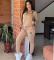 Fashion embossed zipper hooded two-piece set