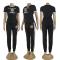 Fashionable English letter velvet fashionable casual suit
