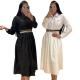 Autumn and winter elegant women's shirt patchwork long dress (including pockets)