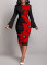Fashion digital printed long sleeved round neck women's dress