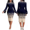 Fashion digital printed long sleeved round neck women's dress