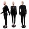 Fashionable temperament sports suit long sleeved long pants pocket rhinestone two-piece set