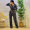 Casual temperament, loose long sleeved shirt, wide leg pants set, high-end two-piece set