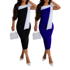 Sexy and fashionable solid color summer white-collar women's dress