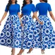 Fashionable summer digital printed round neck women's dress