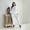 Fashionable temperament sports suit long sleeved long pants pocket rhinestone two-piece set