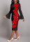 Fashion digital printed long sleeved round neck women's dress