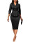 Sexy and fashionable solid color long sleeved white-collar women's dress