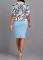 Fashion digital printed round neck short sleeved women's dress