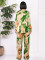 Retro geometric print lapel loose shirt autumn fashion versatile lace up