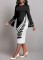 Fashion digital printed long sleeved round neck women's dress