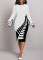 Fashion digital printed long sleeved round neck women's dress