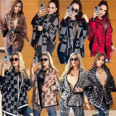 Fashionable loose warm shawl knitted sweater tassel cape cardigan jacket