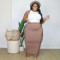 Women's high-quality brushed fabric, cute double-sided tassel half length skirt
