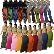 Women's high-quality brushed fabric, cute double-sided tassel half length skirt