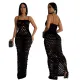 Burnt flower hollowed out suspender dress, sexy socialite party, slim fit long skirt for women