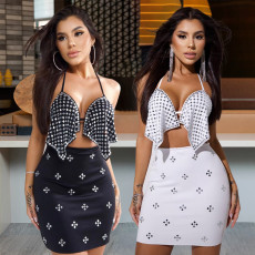 Sexy women's party short hot stamping two-piece set for women